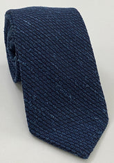 Dark Navy Blue Shantung Grenadine Grossa Silk Tie SHGT-2